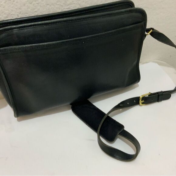 COACH Black Leather Shoulder Crossbody Strap Purse 1980s - Picture 5 of 14